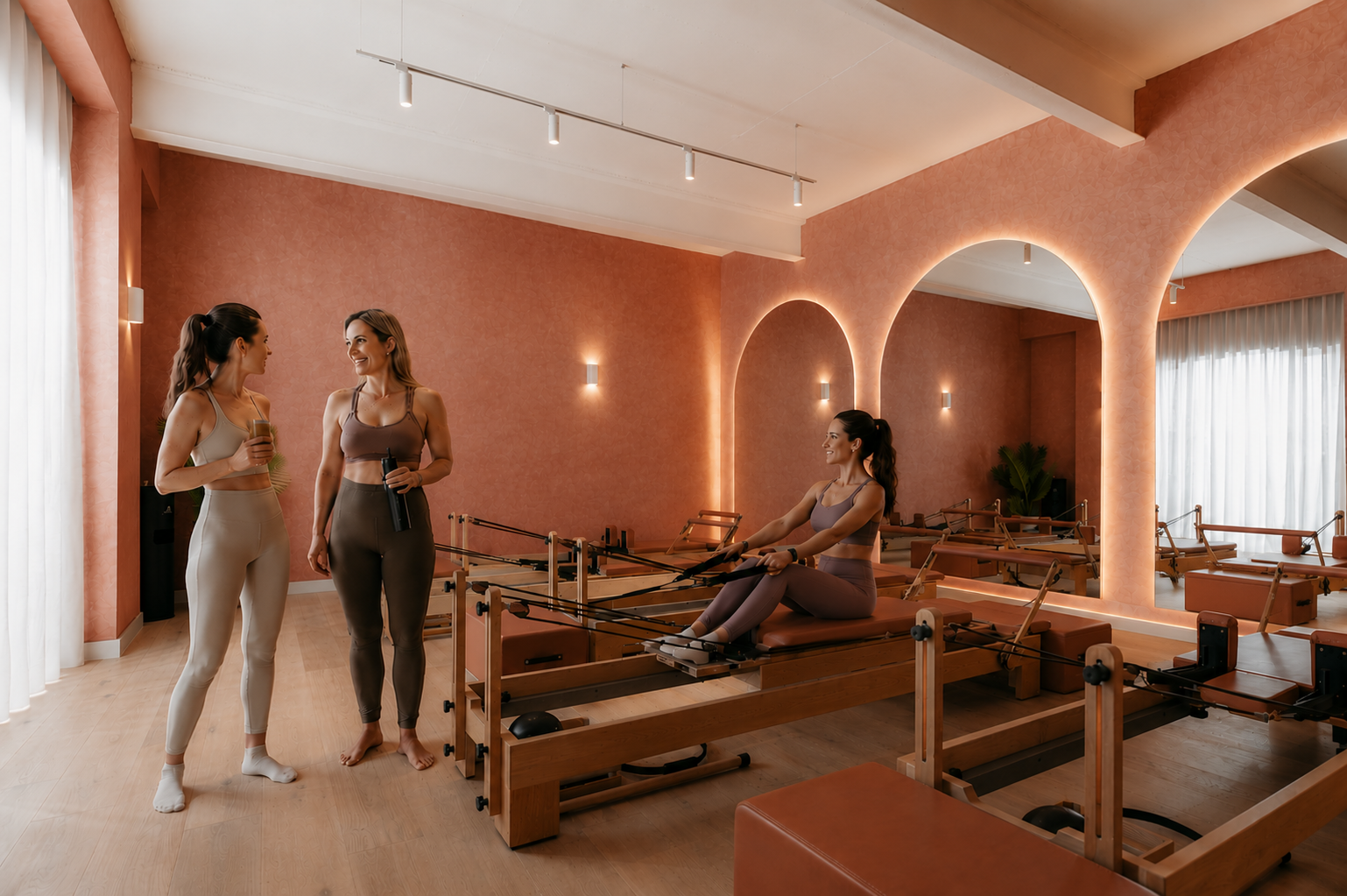 Two women at POSÉ Pilates studio in Mosman with custom reformers
